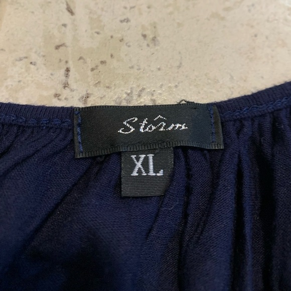 Storm & Marie Navy Blue Off-the-Shoulder Ruffle Top XL - Picture 7 of 9